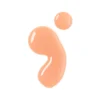 A small and a large drop of beige liquid foundation or a similar cosmetic product, reminiscent of CND PLEXIGEL Color Builder Peach Moonstone, against a white background.