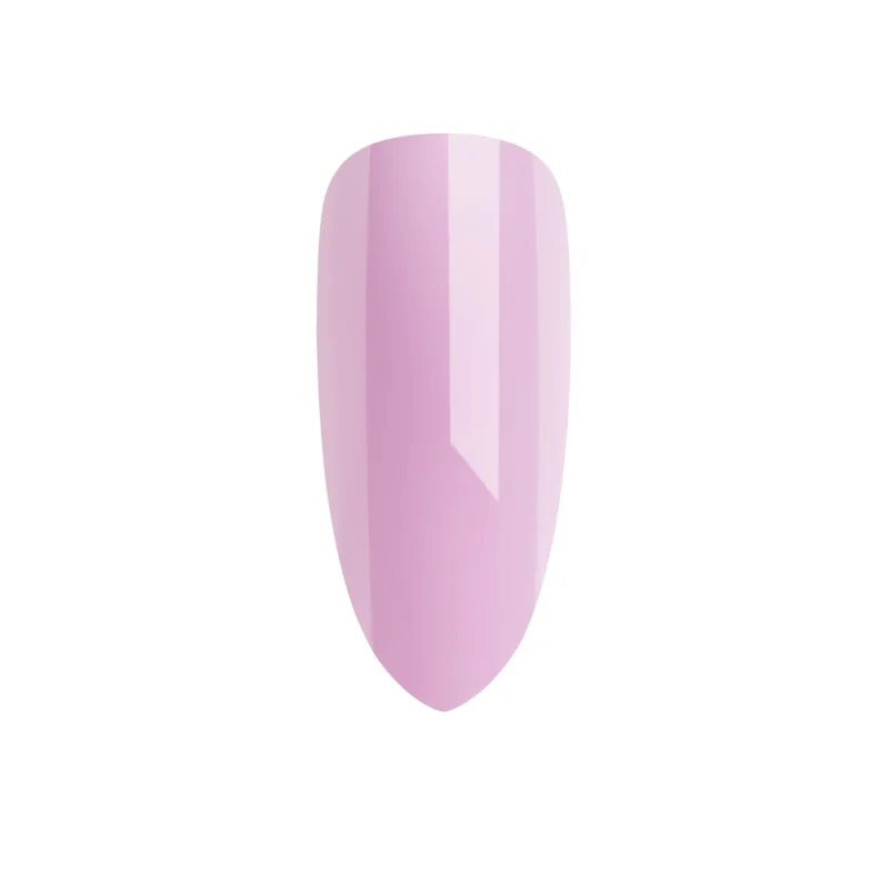 Close-up of a single fingernail with glossy, light pink nail polish, beautifully enhanced by the color-rich CND PLEXIGEL Color Builder Peach Moonstone.