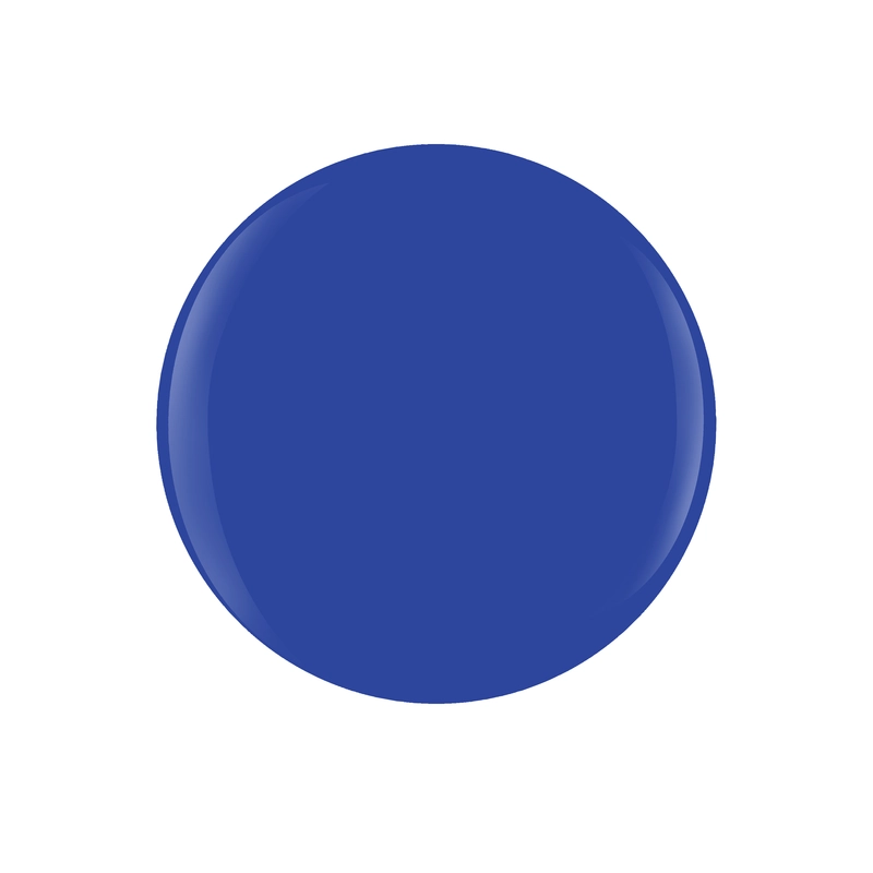 A solid blue circle with a glossy finish, reminiscent of Gelish Solid Cream Gel Polish 6pc Palette - Neon & On & On, centered against a white background.