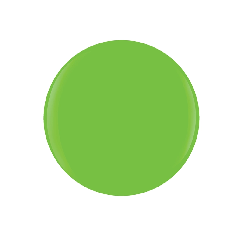 A solid green circle, reminiscent of the vibrant Gelish Solid Cream Gel Polish from the Neon & On & On 6pc Palette, stands out boldly on a white background.