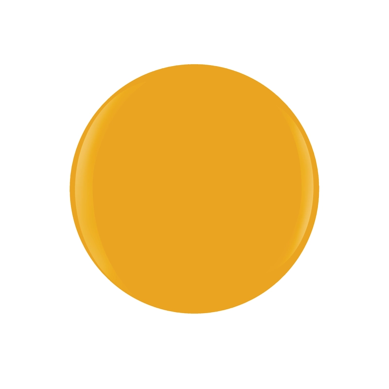 Image of a solid, circular shape filled with a mustard yellow color, reminiscent of the Gelish Solid Cream Gel Polish 6pc Palette - Pretty Pastels, set against a white background.