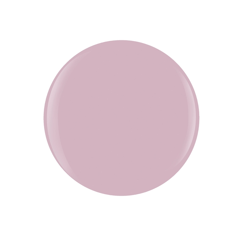 A close-up image of a round, light pink swatch from the Gelish Solid Cream Gel Polish 6pc Palette - Act Natural, displayed on a pristine white background.