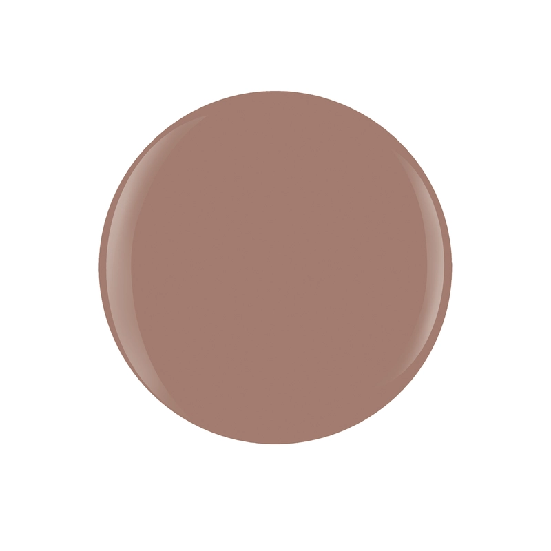 A round, light brown Gelish Solid Cream Gel Polish circle from the Act Natural 6-piece palette on a white background.