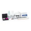 The Gelish Solid Cream Gel Polish Starter Kit - BOLD features nail polish, remover, a brush, colored powders, an LED lamp, files, and a packet labeled "Nail Surface Cleanse.