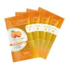 Five sachets from the BareLuxury Complete Pedicure & Manicure by Morgan Taylor, each marked with a step number and infused with the invigorating scent of "Orange & Lemongrass," are ideal for any pedicure or manicure. These packets cleanse, soften, and purify.