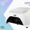 The Kupa ManiPro GLO Lamp - White With Unicorn Trim is a cordless, portable 48W LED/UV light featuring a sleek rectangular design and logo branding on the side, making it both stylish and functional for your nail care needs.