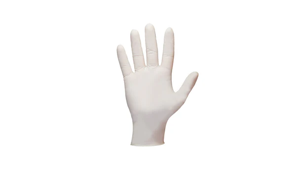 A single Shamrock Latex Powder Free Glove is showcased against a plain white background, with the palm facing forward and the fingers extended.