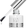 A bottle of KYE Rubber Base 0.5oz (NO HEMA) nail polish with an open brush, labeled "Soak Off UV/LED," and containing 15ml-0.5fl.oz.