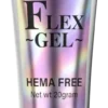 Silver tube labeled "KYE Flex Gel," containing 0.5oz with NO HEMA, offers a smooth application similar to the KYE Rubber Base 0.5oz (NO HEMA).