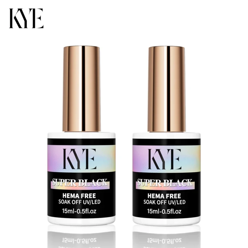 Two bottles of KYE Gel Non-Stick Matte Top nail polish, HEMA-free and UV/LED soak-off, 0.5oz each.